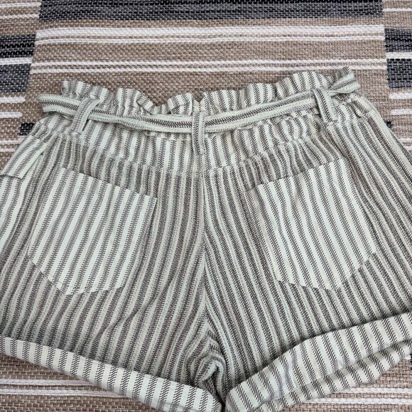 Free People One Harriet Striped Shorts Pockets Relaxed Fit Green Brown Sz Large - Picture 8 of 14
